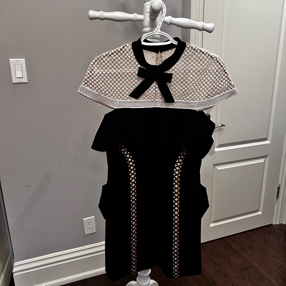 Self-Portrait Black and Cream Kids Dress - Picture 2 of 4